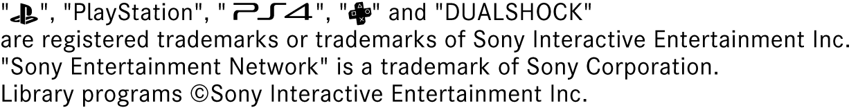 "PlayStation" is a registered trademark or trademark of Sony Interactive Entertainment Inc. Library programs © Sony Interactive Entertainment Inc.